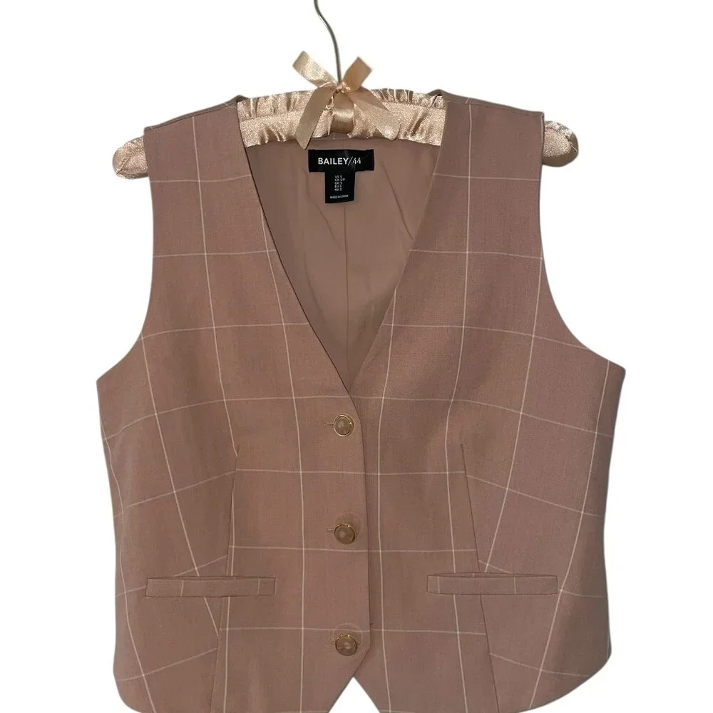 Bailey 44 Women's Suit Tan Cream Vest Button Front S - Picture 1 of 5